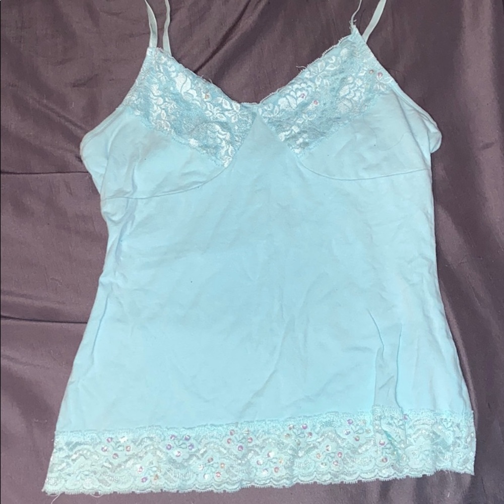 Blue Lacey tank top
